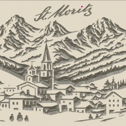 St. Moritz Wanderbrett Bergahorn mit geschnitzem Kunstwerk 24 x 15 cm