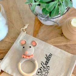 Wooden teething ring/rattle Hannah the mouse 