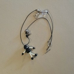 Puppenhalskette Halskette Schwarz-Weiß