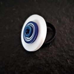 Navy Button Ring