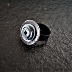 Iridescent Grey Button Ring