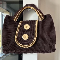 Brown Wool Handbag/Handmade 