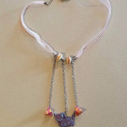Collier Origami Chat violet