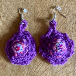 Boucles d’oreilles Florecroch’ en crochet et bois