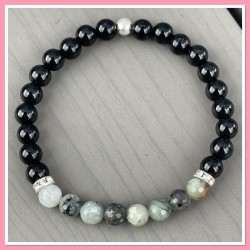 Bracelet en Émeraude et Onyx 