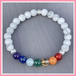 Bracelet 7 chakras - Howlite 